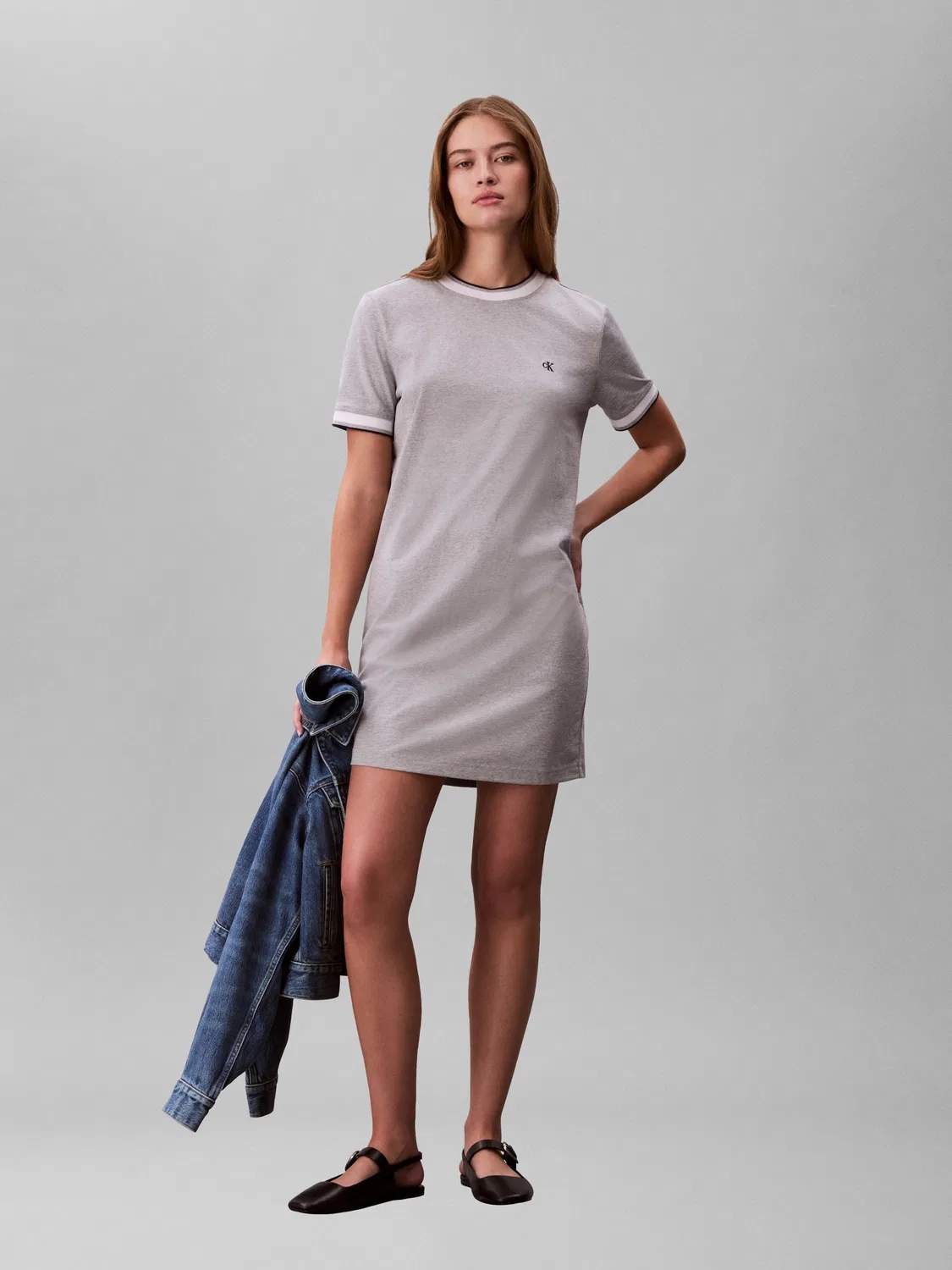 Платье футболка Sporty Ringer Calvin Klein, серый