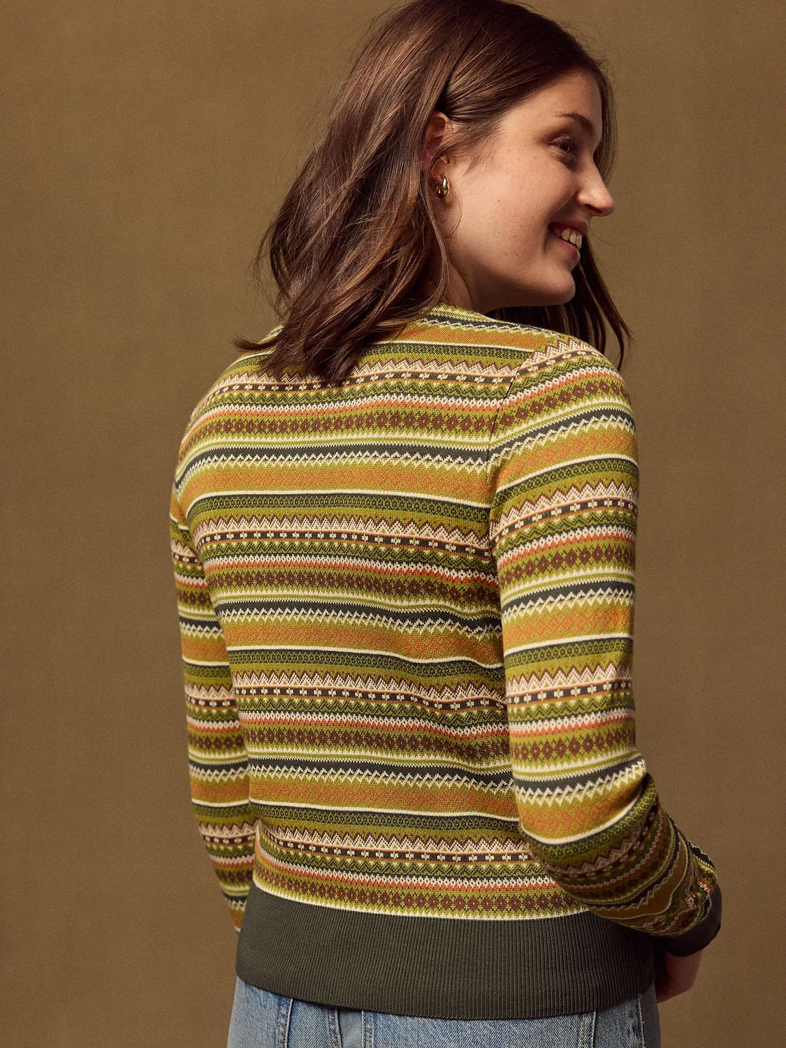 Next Зеленый - Открытый кардиган из мягкого хлопка Fairisle Soft Touch — фото 4