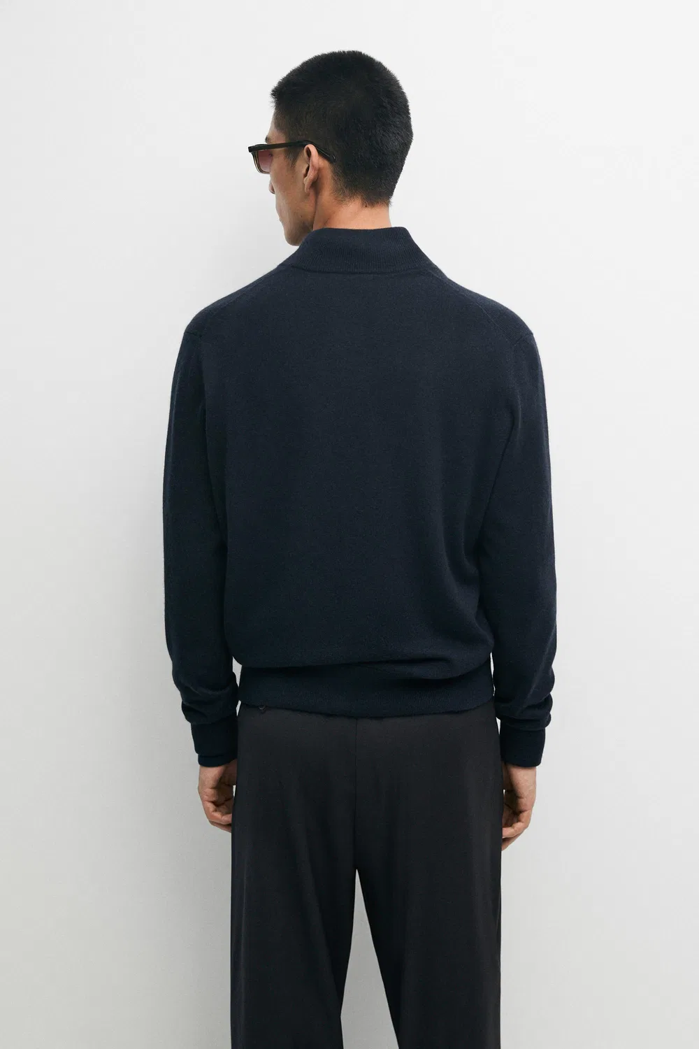 Кардиган Massimo Dutti 100% Cashmere Zip-Up Knit, темно-синий — фото 4