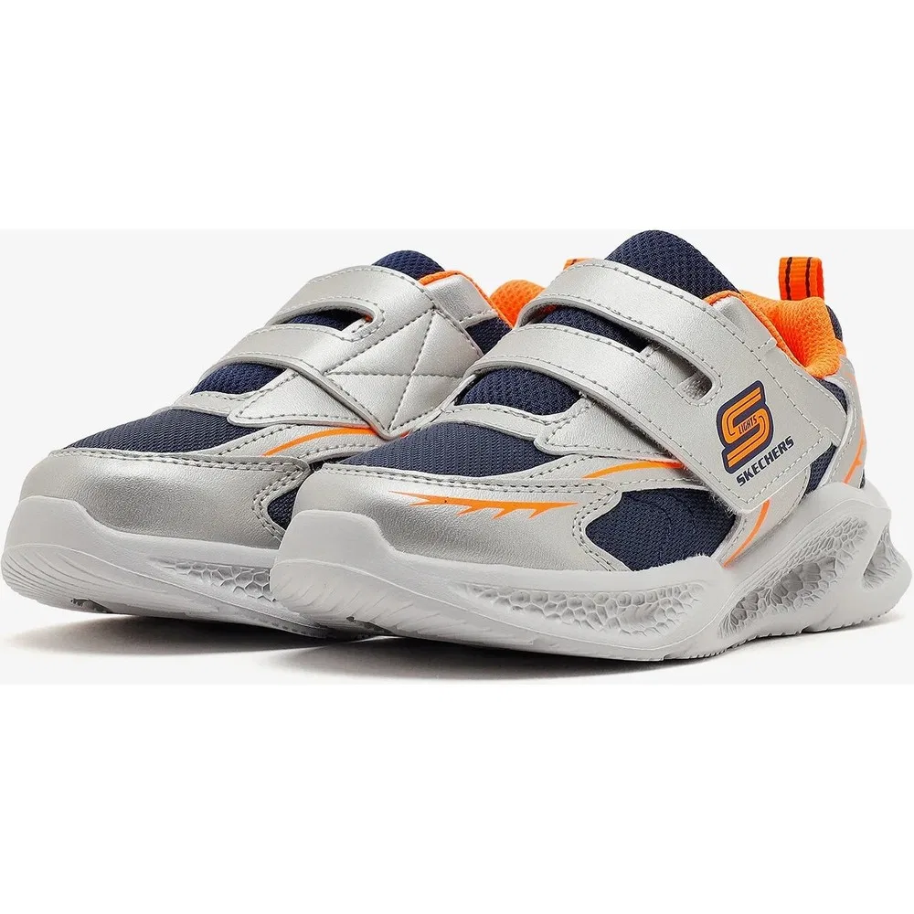 Детские кроссовки для мальчиков с подсветкой Meteor-Lights - Glow, Gümüş/Turuncu Skechers — фото 4