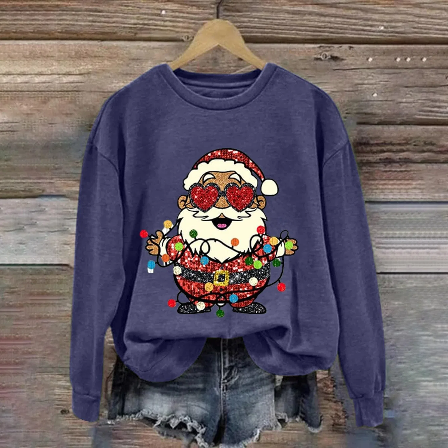 Женский свитшот с принтом Santa для женщин, Z11 Blu Navy — фото 2