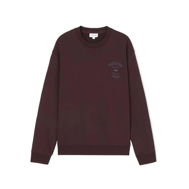 Мужской свитшот с круглым вырезом Burgundy LACOSTE