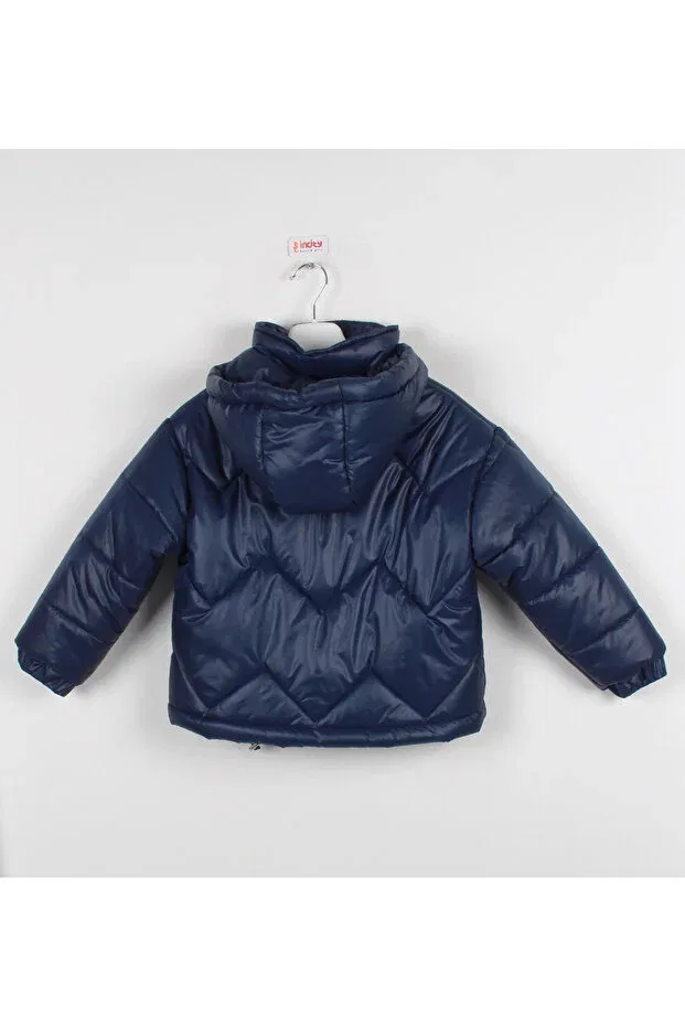 Детское пальто для девочек пуховое с капюшоном Incity, Navy Blue — фото 4