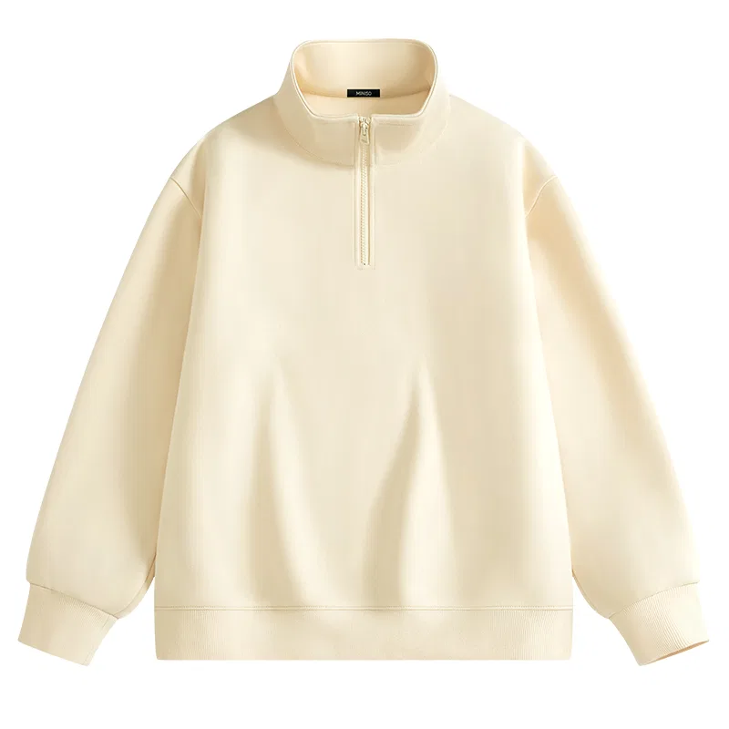 Детский свитшот с воротником-стойкой Мужское/Женское MINISO, Light Beige