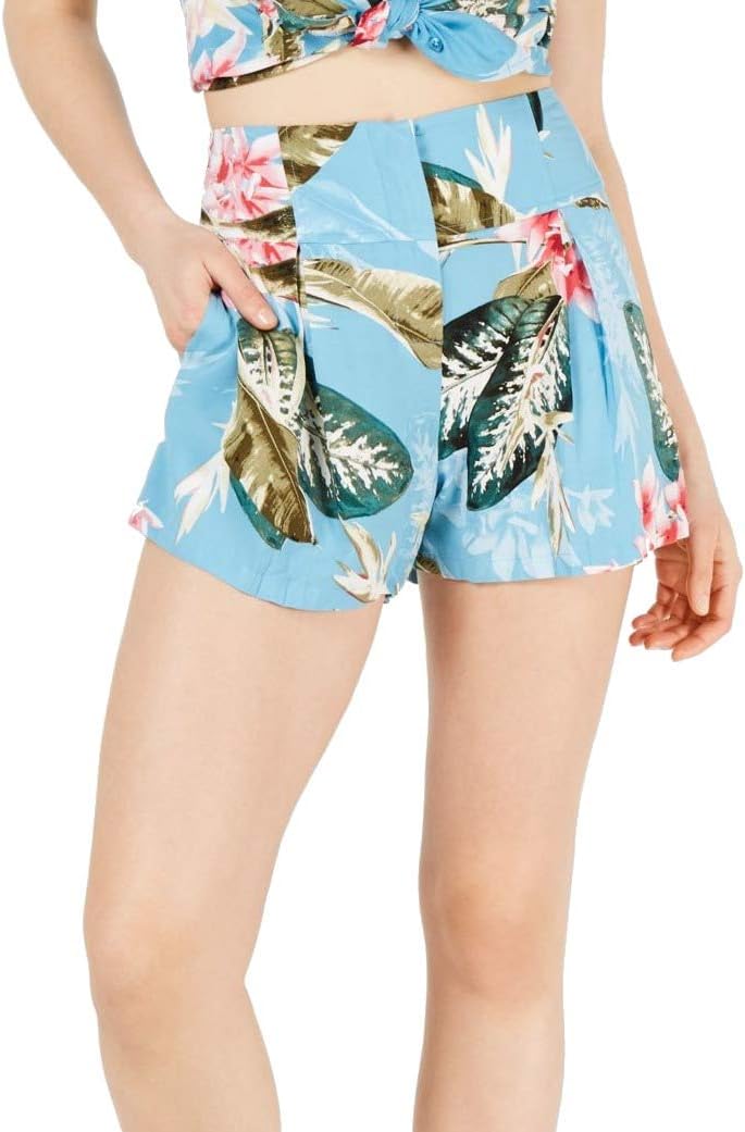 

GUESS Женские шорты миди Idalia Floral Casual, Voyager Palm Print Blue