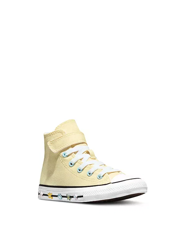 Детские кроссовки для девочек с пузырьковыми цветами Chuck Taylor All Star Easy On Converse, Golden View/White/Black