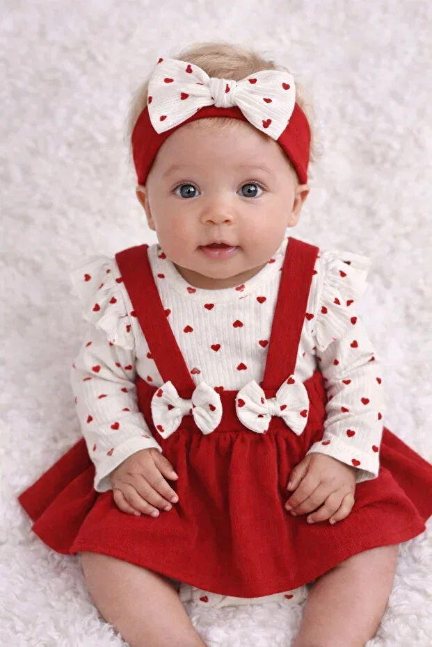 Детское платье для девочек с принтом Body Set By Murat Bebe, Red — фото 2