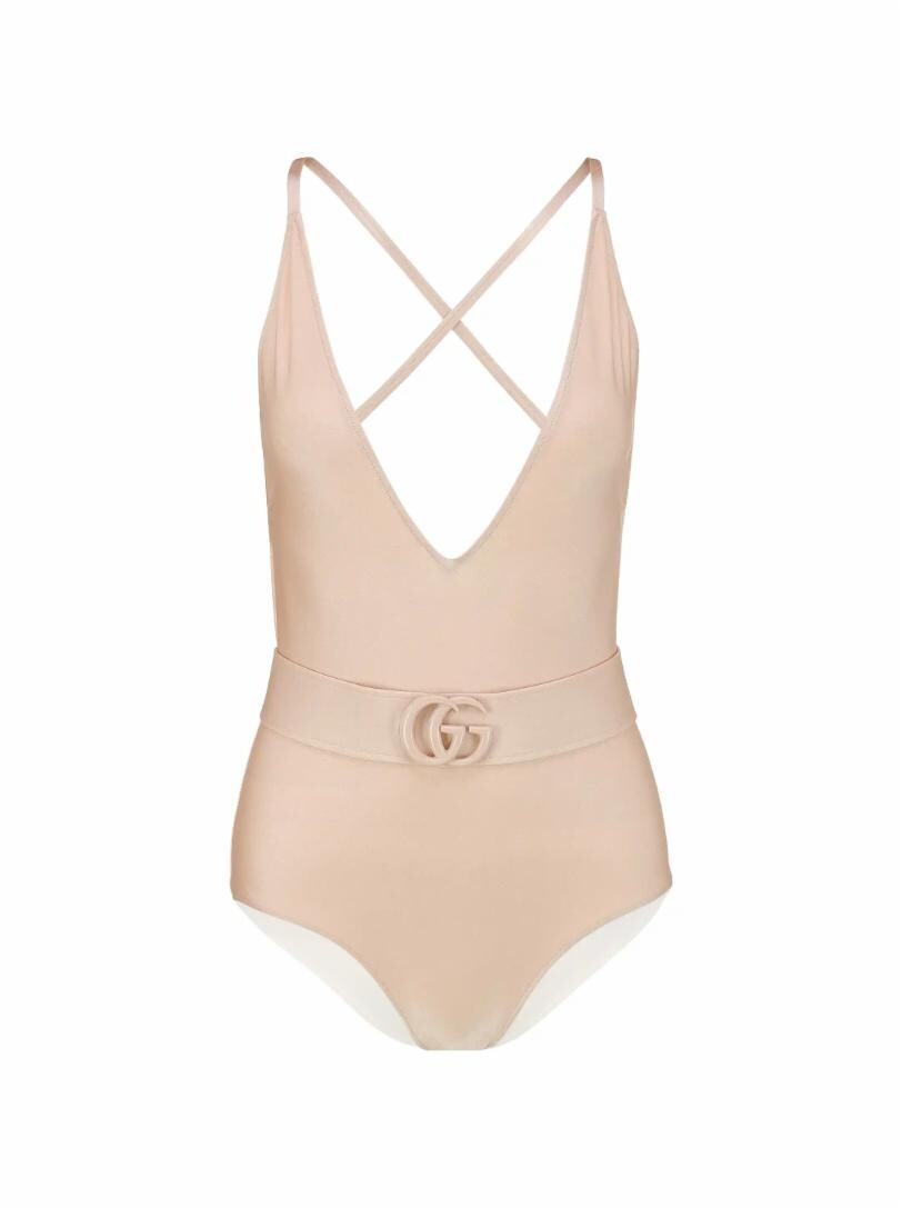 

Слитный купальник с логотипом Gucci, Серый, Слитный купальник с логотипом Gucci