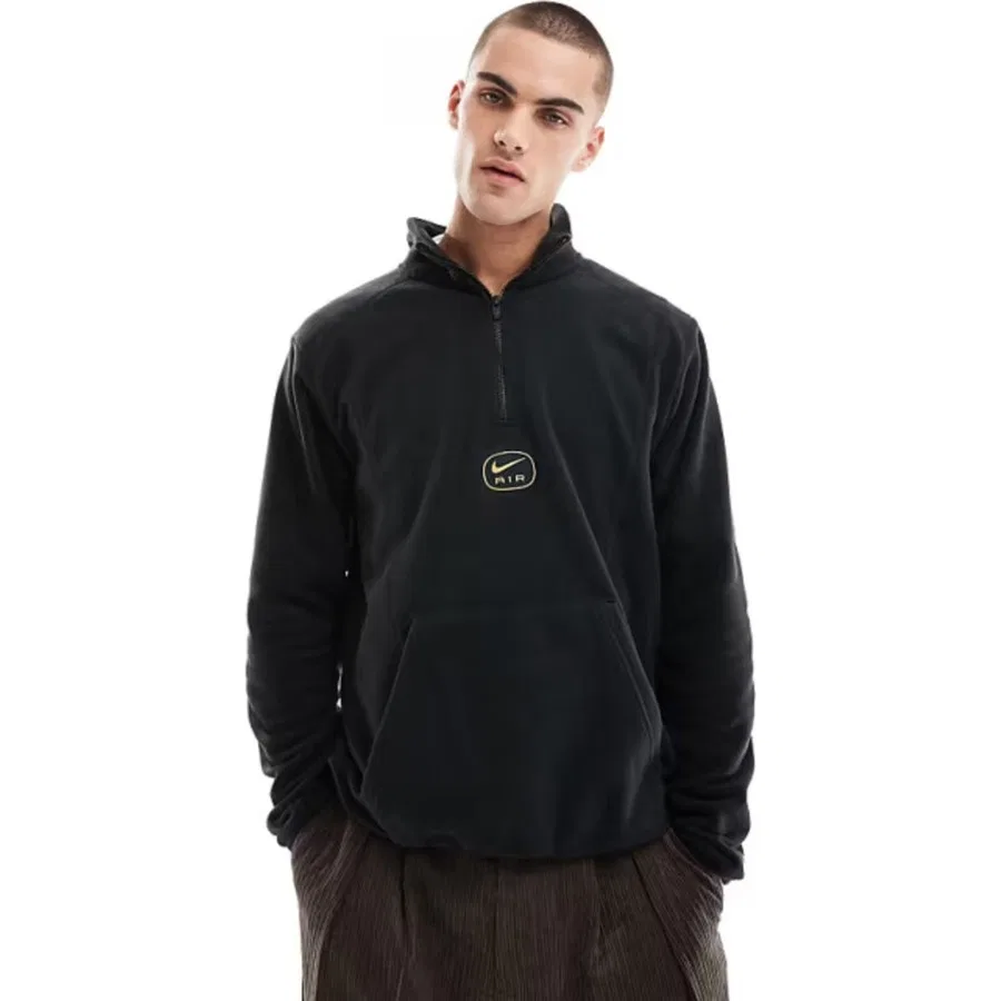 Свитшот мужской с полузамком Nike Air Half-Zip Fleece, Черный