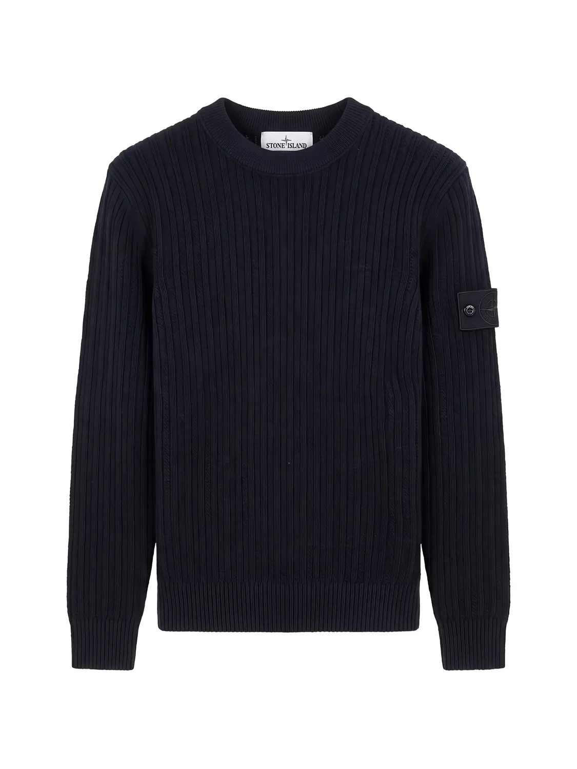 Stone Island Джемпер в рубчик с патчем Compass синий