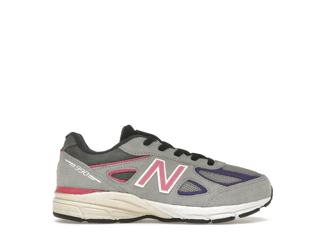Детские кроссовки Lifestyle с замшевыми вставками New Balance 990v4, Smoked Pearl/Grey/Pink