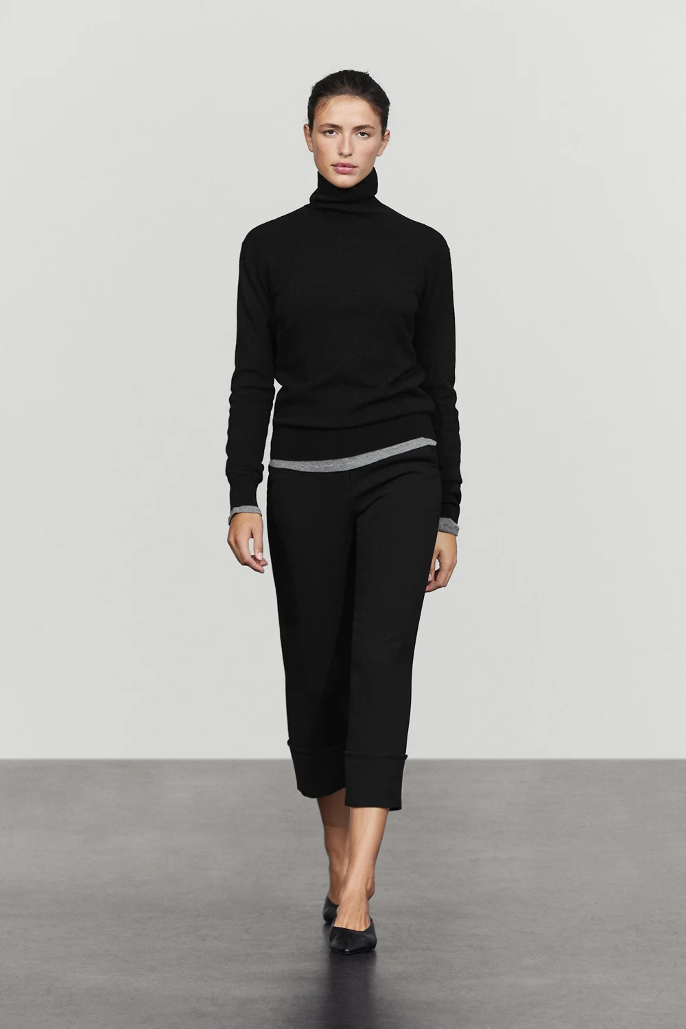 Свитер-водолазка Massimo Dutti Wool Blend Knit, черный
