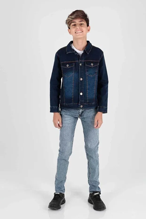 Детская джинсовая куртка для мальчиков Basics Ahengim, Navy Blue — фото 3