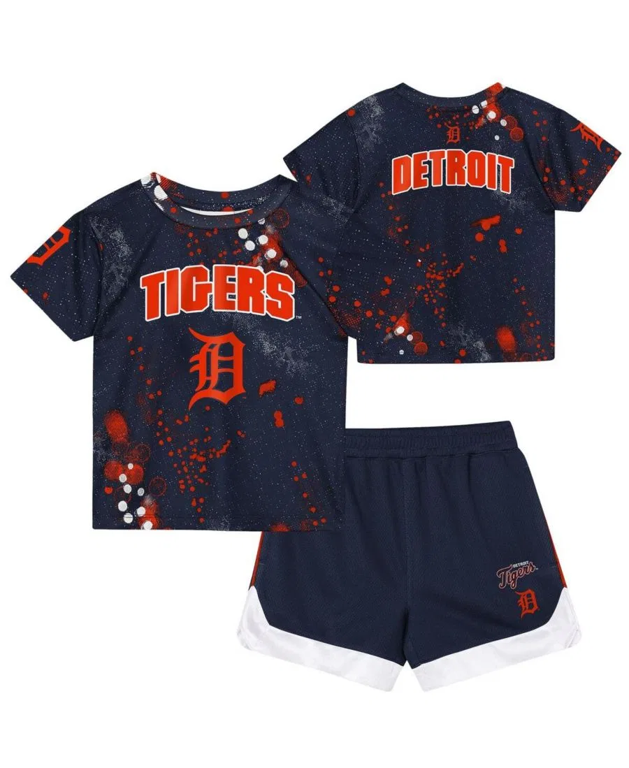 Комплект футболки и шорт с принтом Detroit Tigers Pinch Hitter Outerstuff, Navy