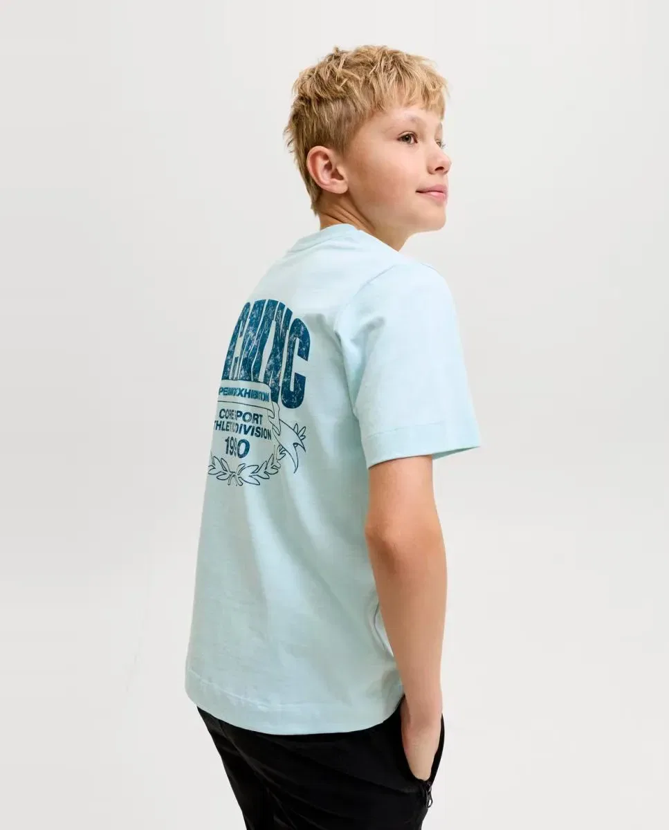 Детская футболка для мальчиков хлопковая Jack & Jones, Azul Claro — фото 2