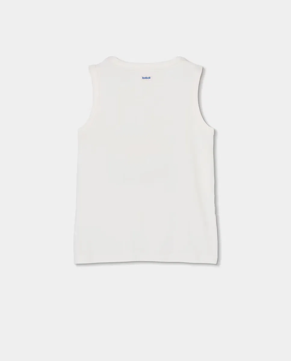 Детская футболка без рукавов для мальчиков Summer Boboli, Blanco / Amarillo — фото 3