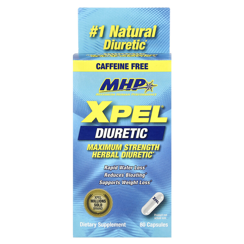 

MHP, XPEL Diuretic, Maximum Strength, Caffeine Free , 80 Capsules