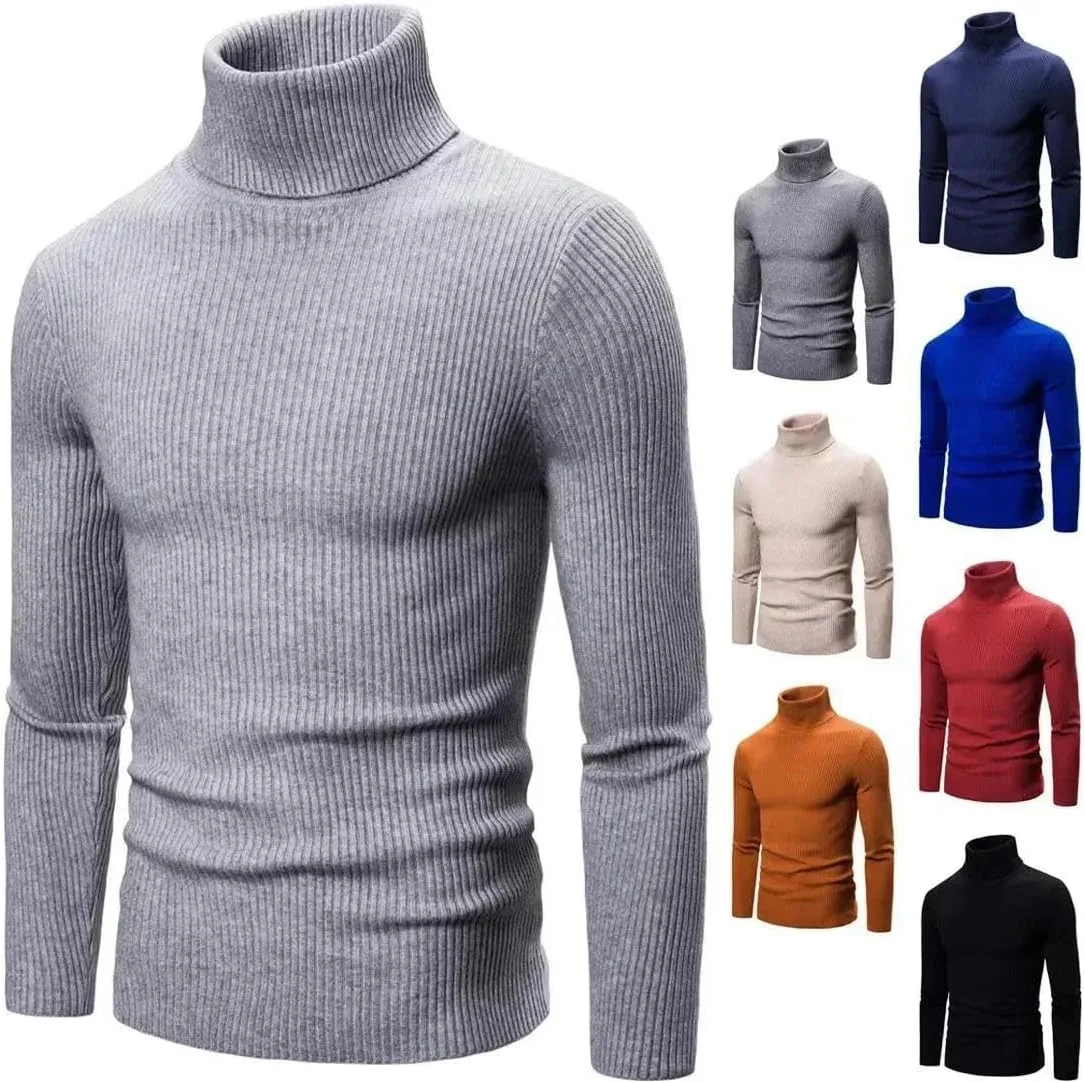 Мужской свитер-водолазка Casual Slim Fit с длинными рукавами — фото 2