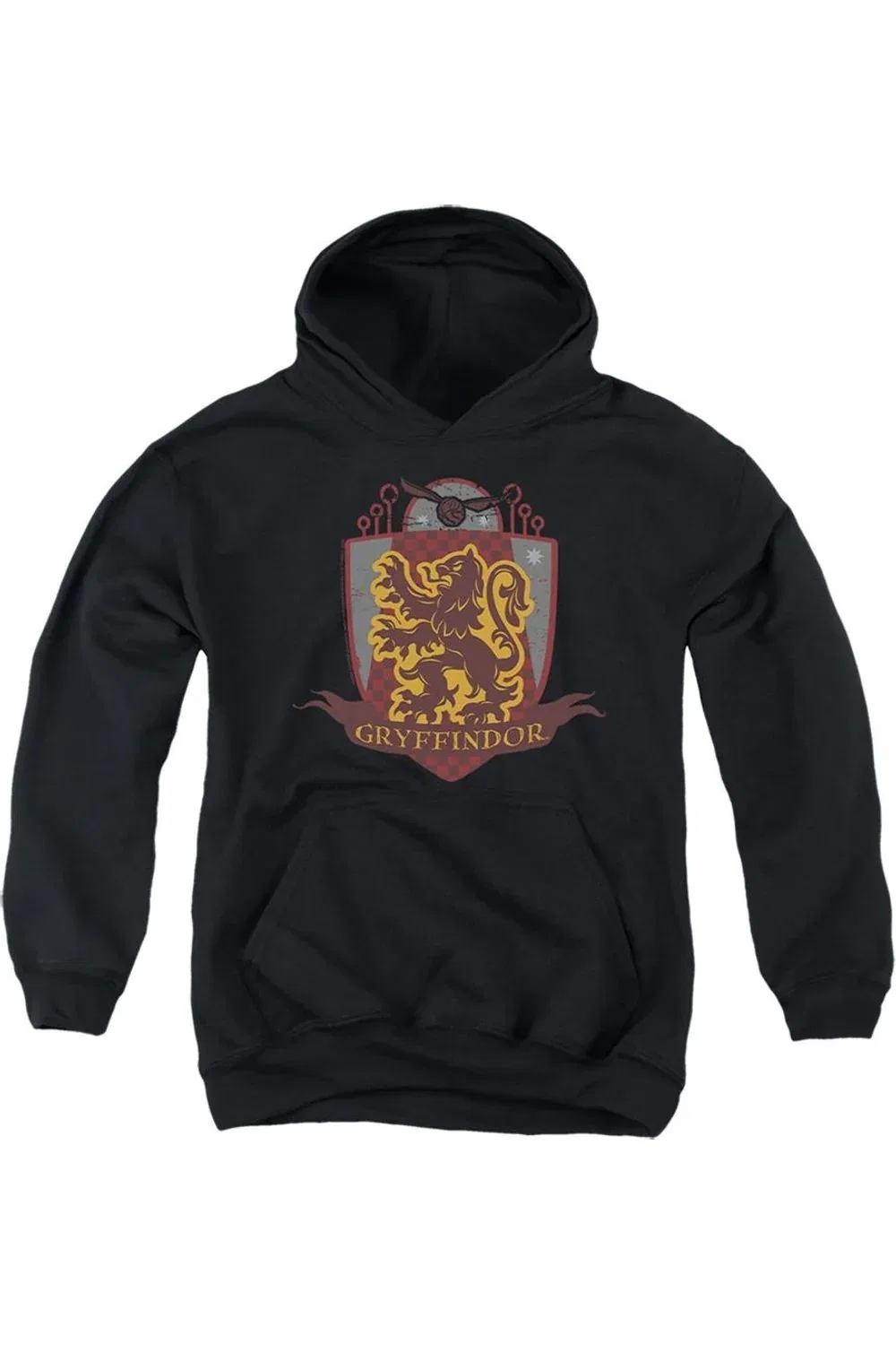 Детское худи с капюшоном с принтом Harry Potter Gryffindor Quidditch Shield Logo Gildan, черный