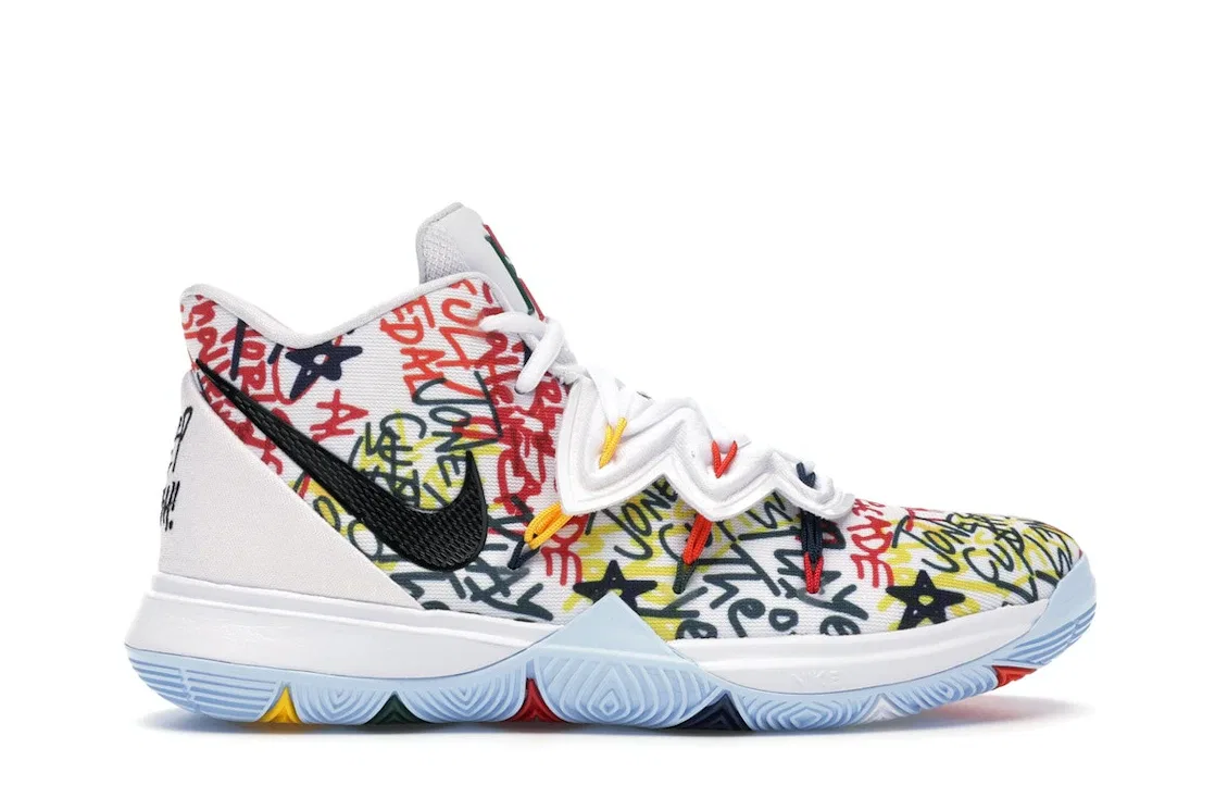Детские кроссовки для девочек с принтом Nike Kyrie 5, White/Multi-Color