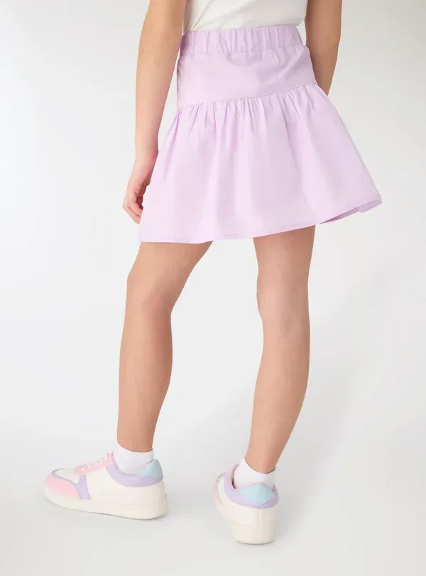 Юбка хлопковая A-line skirt Terranova, Lilla, сиреневый — фото 3