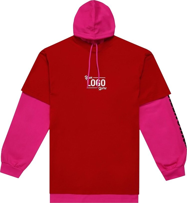 

Футболка Balenciaga Hooded Double Layer T-Shirt 'Raspberry/White', красный