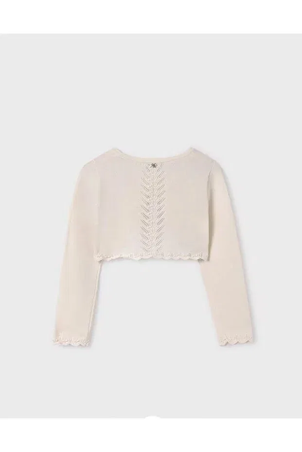 Детский кардиган для девочек с принтом Abel&Lula girl mercerized polera 5366 Generic Brands, Ecru — фото 3