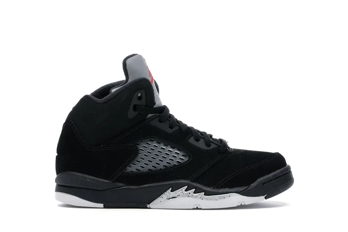 Детские кроссовки Lifestyle с ретро-дизайном Jordan 5 Retro Jordan, Black/Fire Red-Metallic Silver