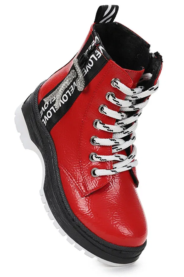 Детские ботинки для девочек на плоском ходу Love çatlak thermo sole Kiko Kids, Red