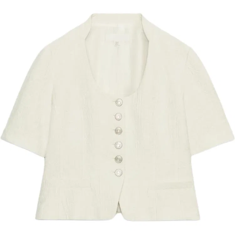 Женский деловой костюм с круглым вырезом Raw White ZARA, Белый