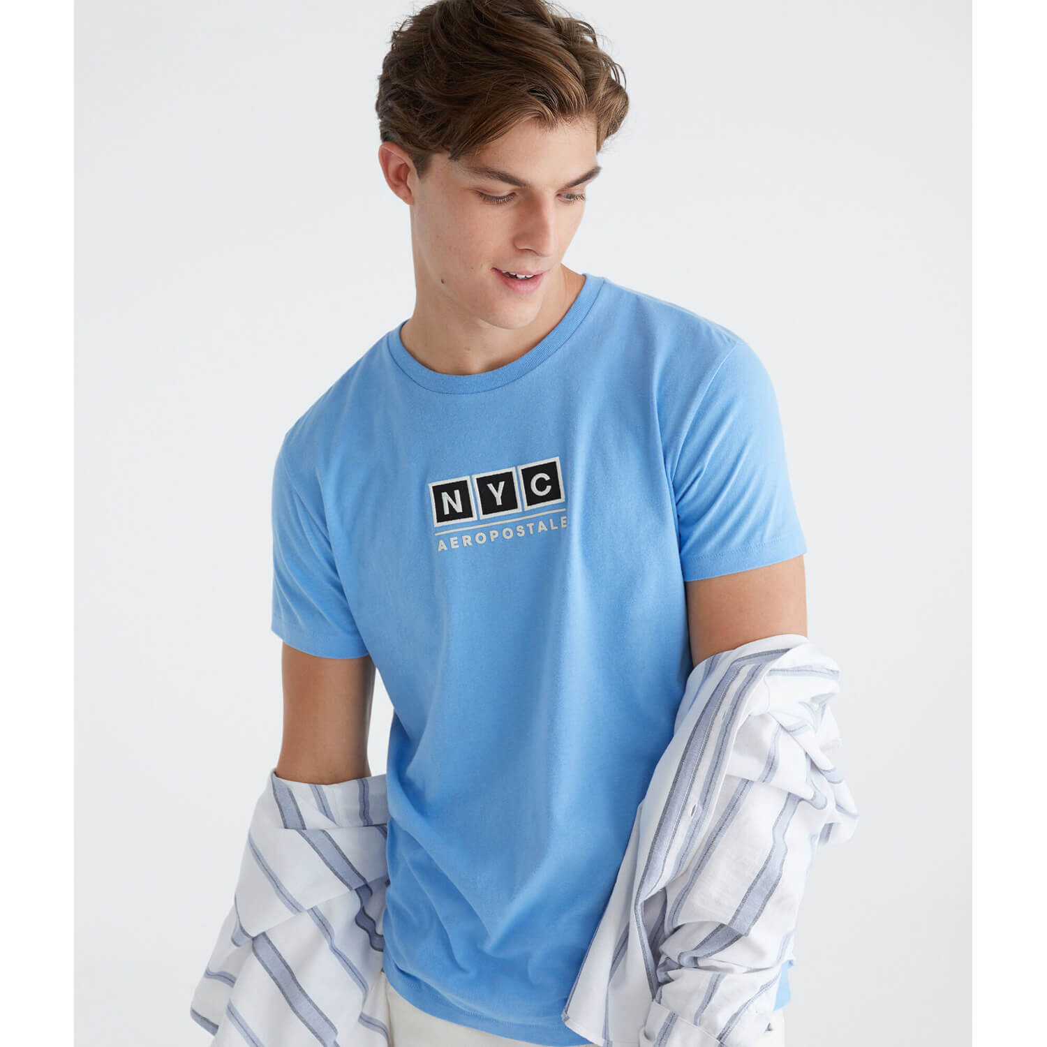 

Футболка Aeropostale NYC Box Logo Appliqué Graphic, синий