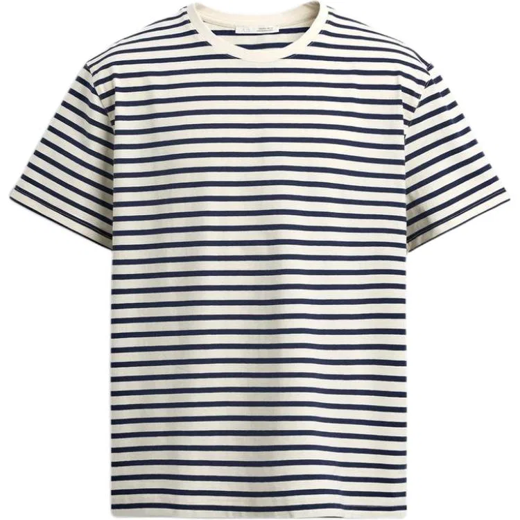 Мужская футболка с круглым вырезом White/Sea Blue ZARA
