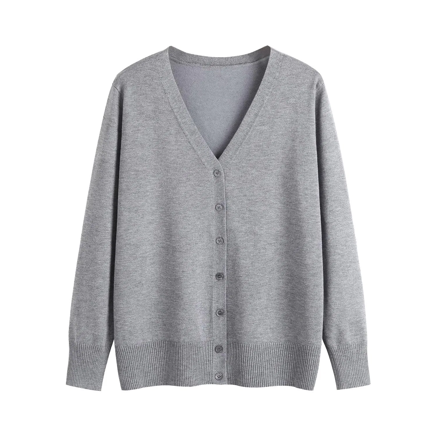 Женский кардиган с длинным рукавом с V-образным вырезом, Grey
