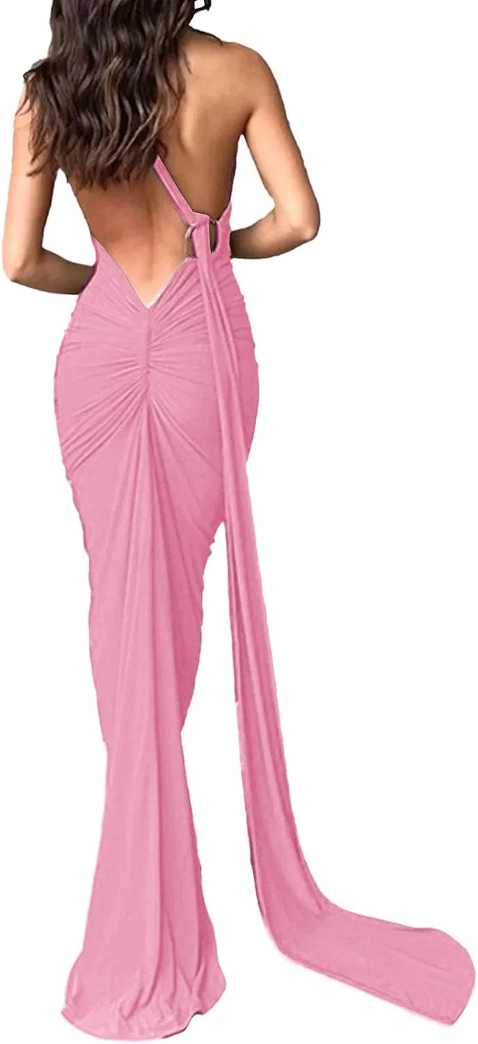 Женское облегающее платье с открытой спиной Bodycon, Pink