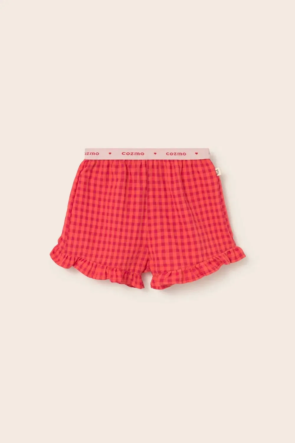 Детские шорты для девочек хлопковые с принтом Gingham Jud Cozmo, Tomato — фото 2