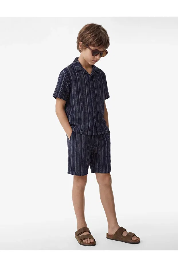Детская футболка для мальчиков с коротким рукавом Koton, Navy Blue Striped — фото 2