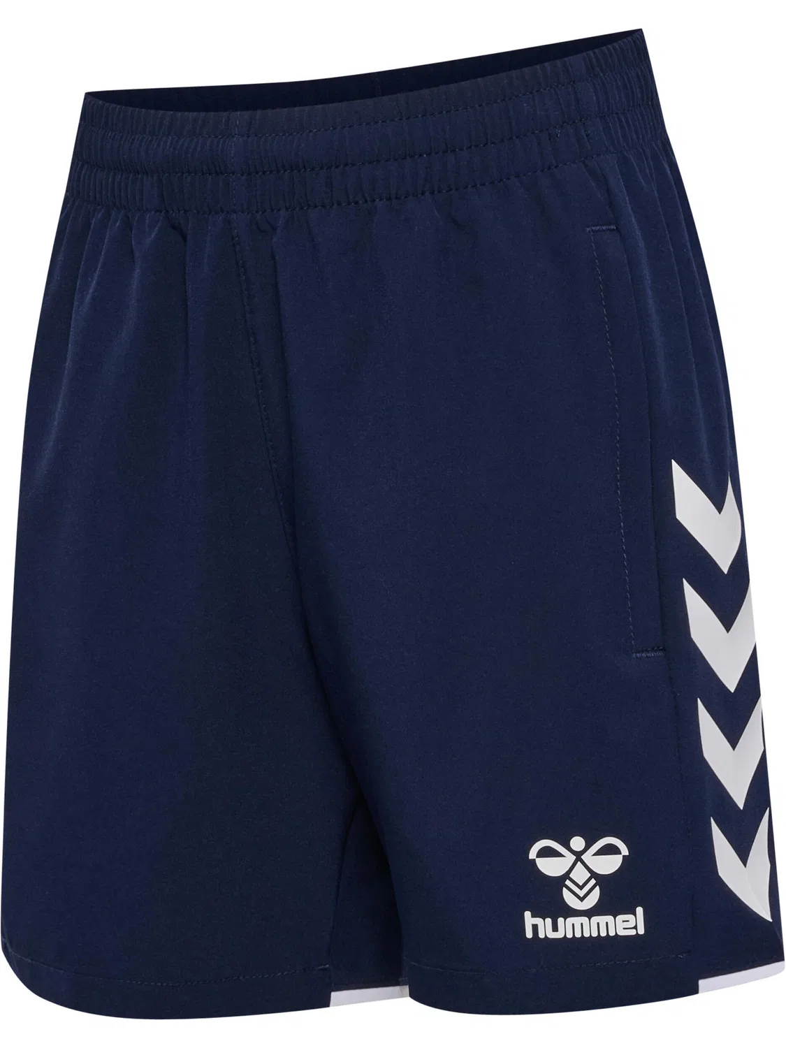 Детские шорты из гладкой ткани с моделью Hmlcore, Hummel, Midnight Indigo / White — фото 2