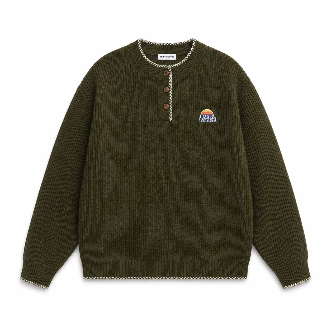 Детский свитер с воротником-стойкой Henry Collar MostwantedLab, Army Green