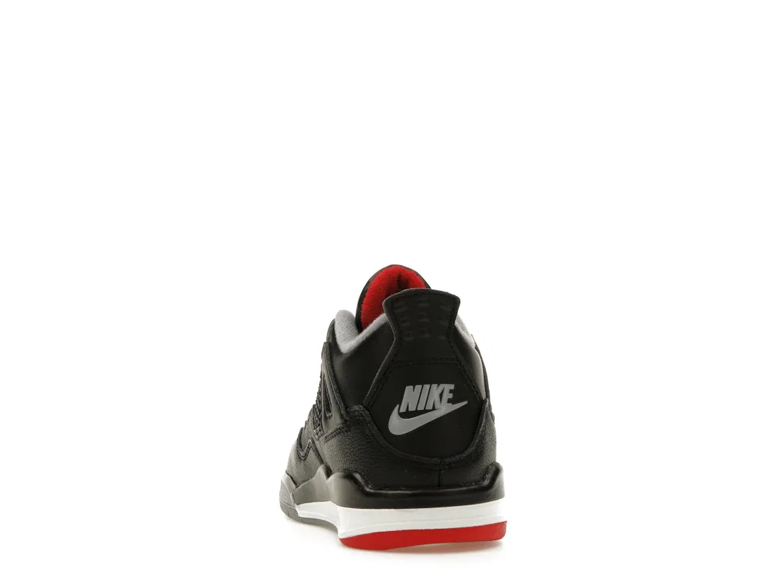 Детские кроссовки с кожаным верхом Jordan 4 Retro Bred Reimagined Jordan, Black/Cement Grey/Varsity Red/Summit White — фото 4