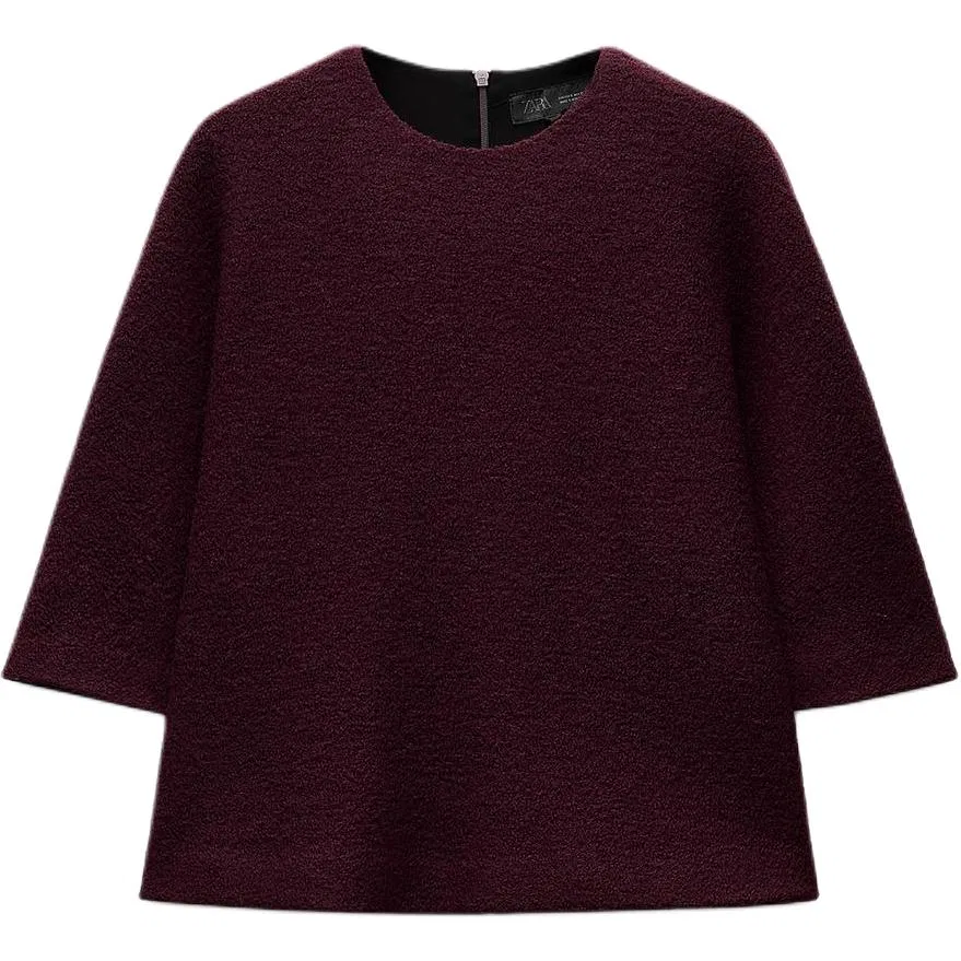 Женский свитер с длинным рукавом Burgundy ZARA, Burgundy