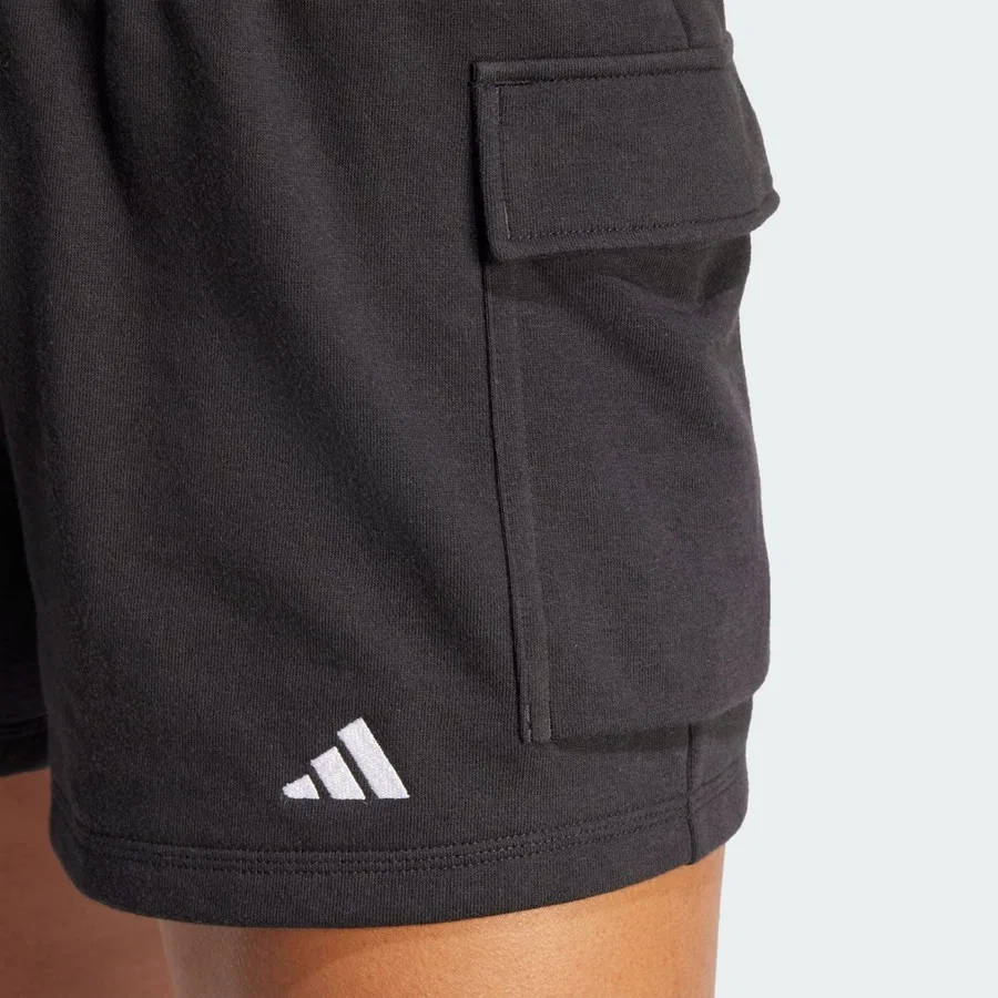 Шорты спортивные с принтом Essentials Small Logo French Terry Cargo Shorts adidas, Черно-белый — фото 4