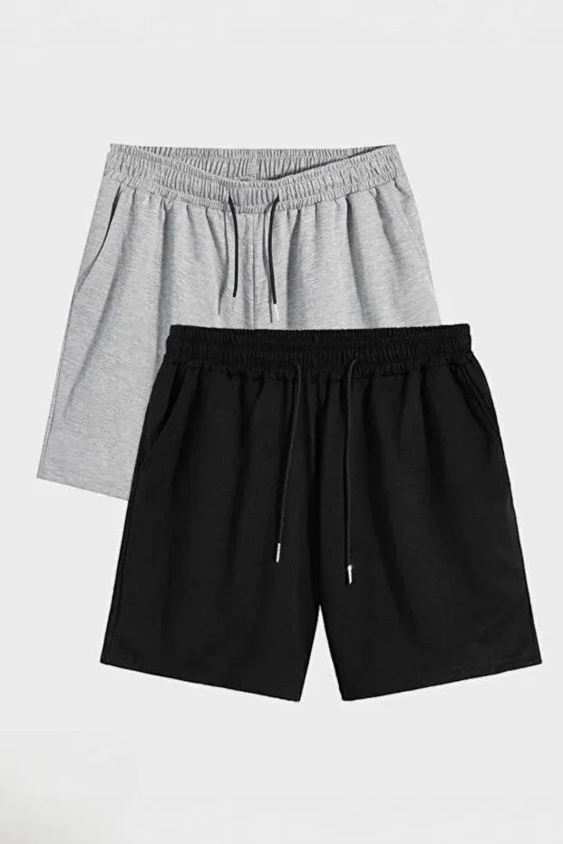 Детские шорты для девочек и мальчиков хлопковые 2-pack Basics Trendy Merry Store, Black-Grey