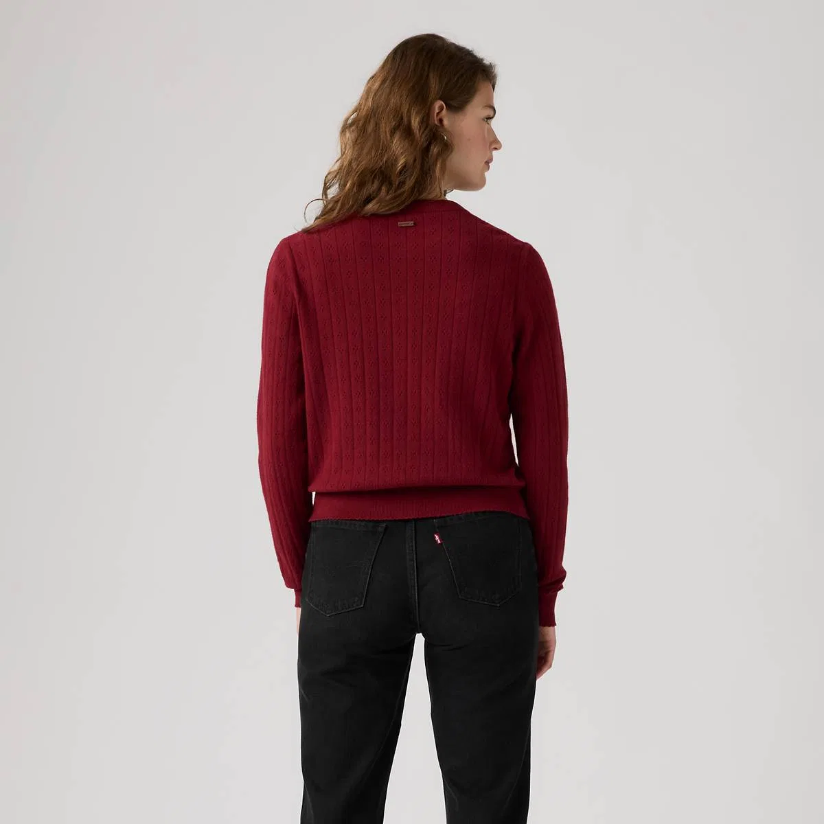 Очень мягкий ажурный кардиган с круглым вырезом Levi's, Warm Cabernet - Red — фото 4