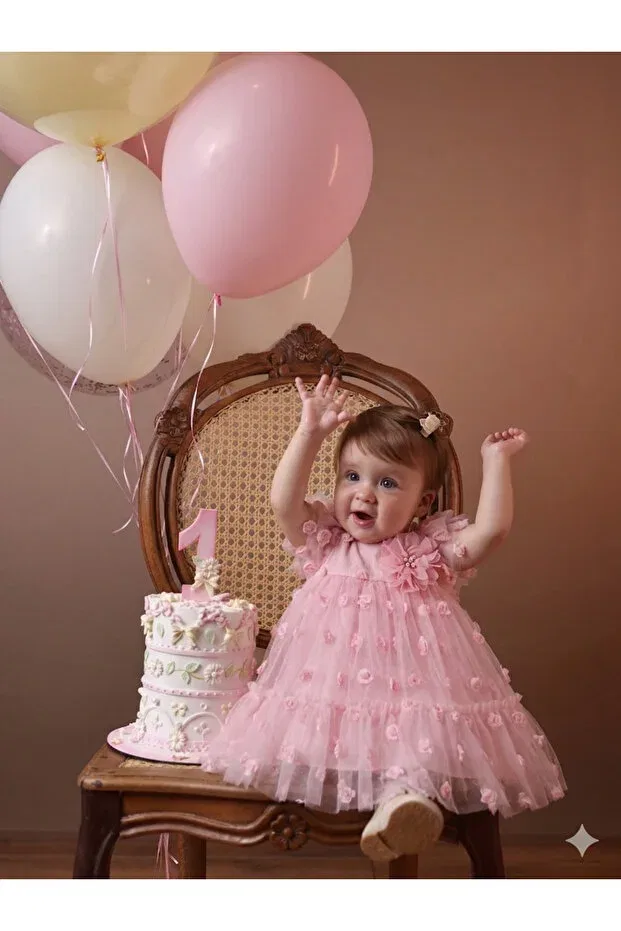 Детское платье для девочек с воланами Alina baby girl special day dress Momercy, Pink