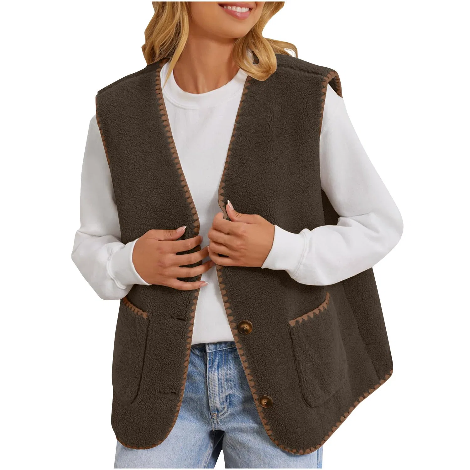 Женский безрукавный жилет с флисом, модель Winter Warm, бренд, a04 brown