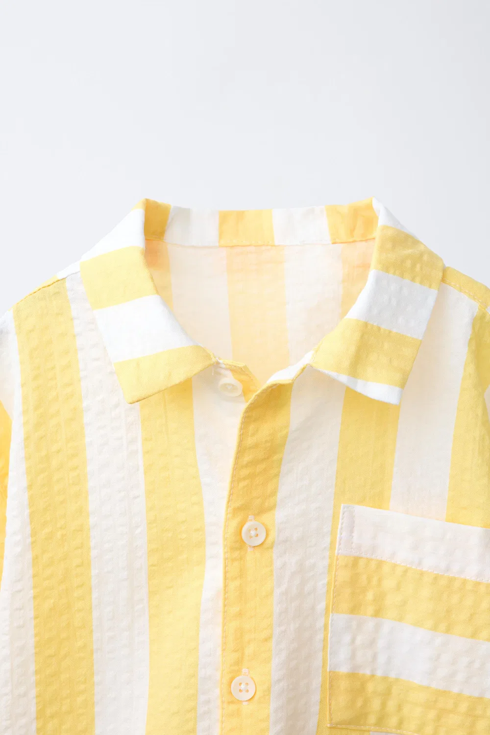 Полосатая рубашка из сирсакера ZARA, Yellow — фото 3