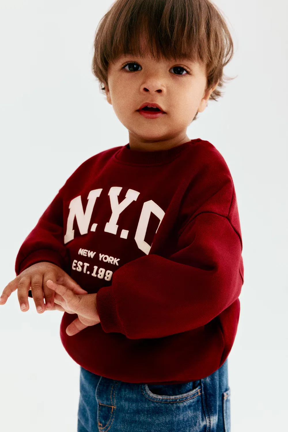 Толстовка с принтом H&M, Dunkelrot/Nyc