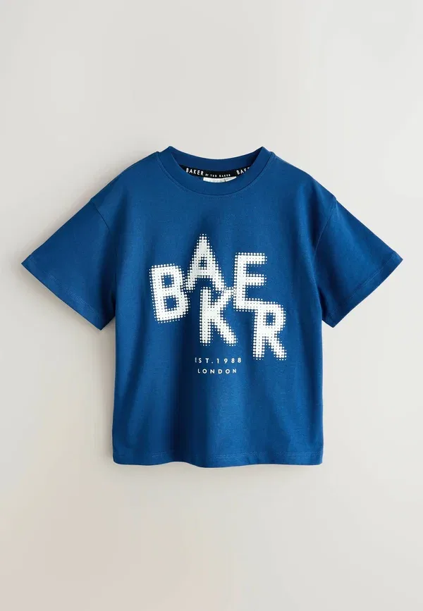 Стандартный крой - графический принт, комплект из 5 футболок с принтом Baker By Ted Baker, белый/синий/серый — фото 4