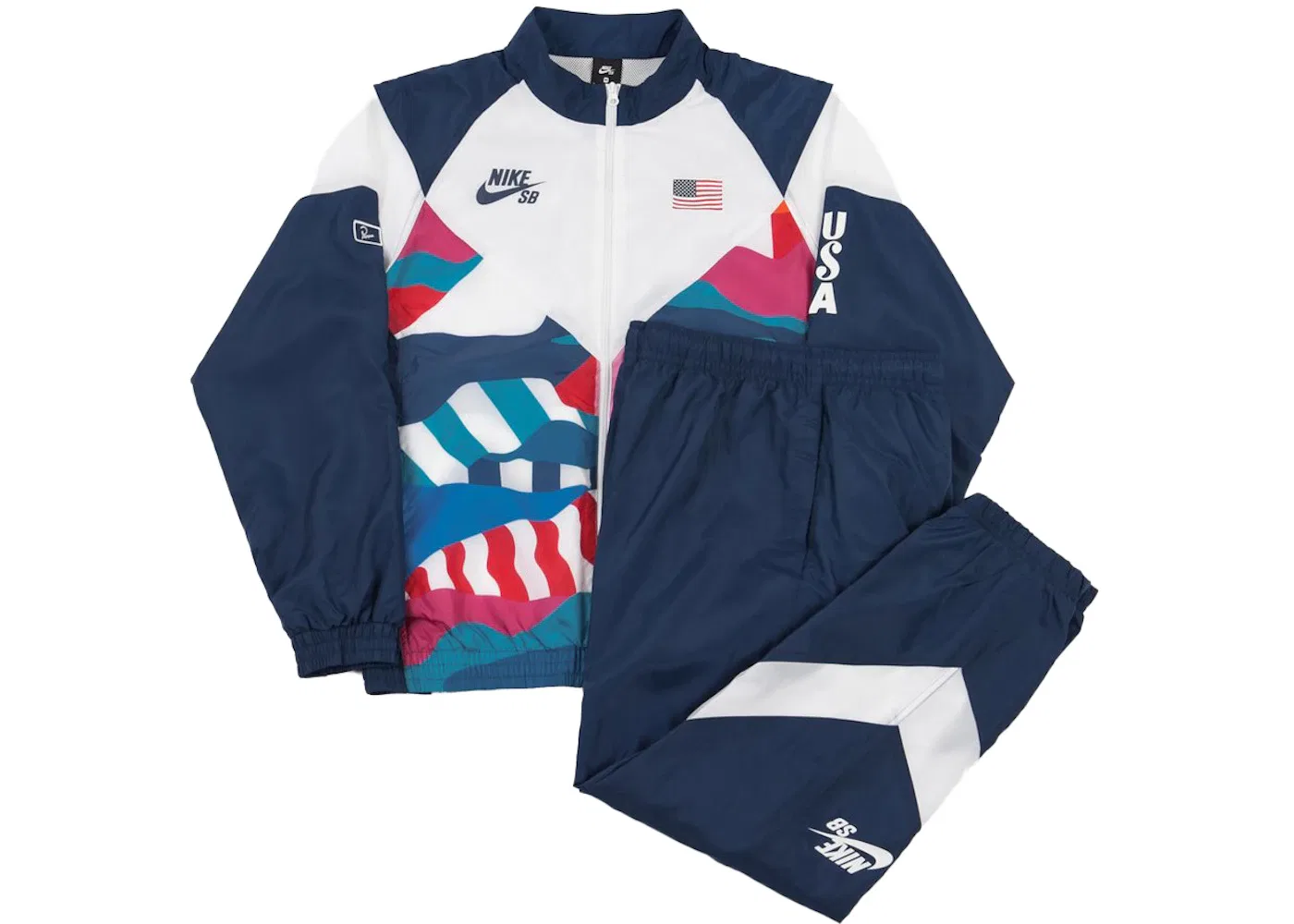 Мужской спортивный костюм с принтом Nike SB x Parra USA Federation Kit Tracksuit Nike, Brave Blue/White