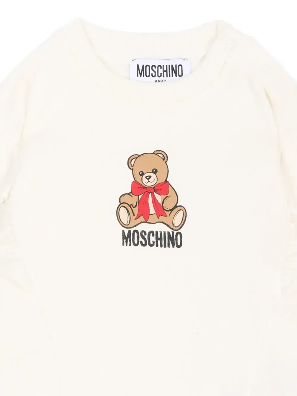Худи хлопковое с присборенными рукавами Moschino Kids, бежевый — фото 3